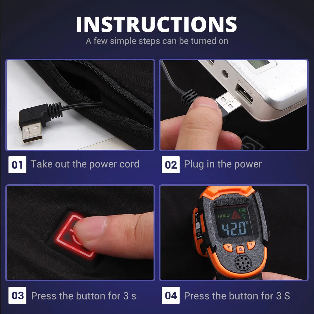 Heated Motorcycle Jacket Thermal Underwear Set USB Electric Suit S-4XL - integrityhomedecor