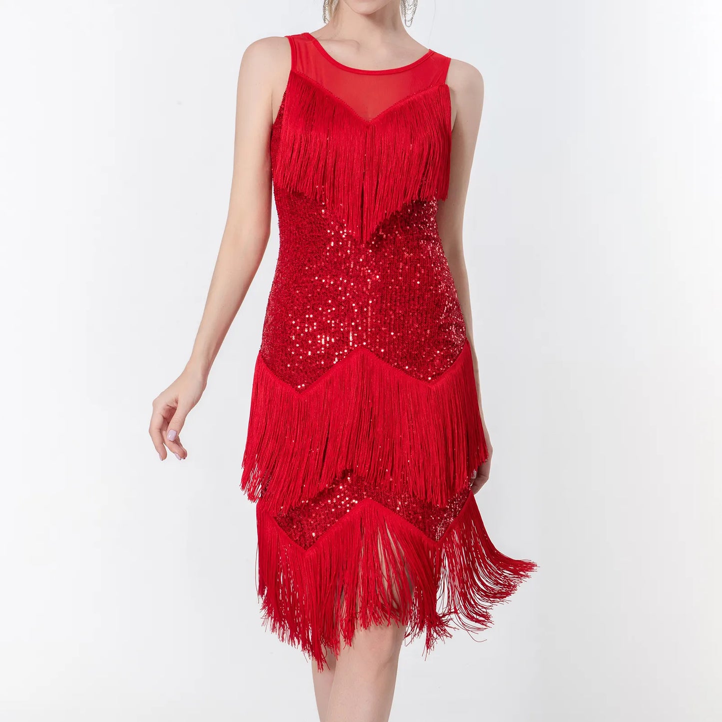 Dance Competition Dress Fringe Costume Sparkling Shiny Sequin - integrityhomedecor
