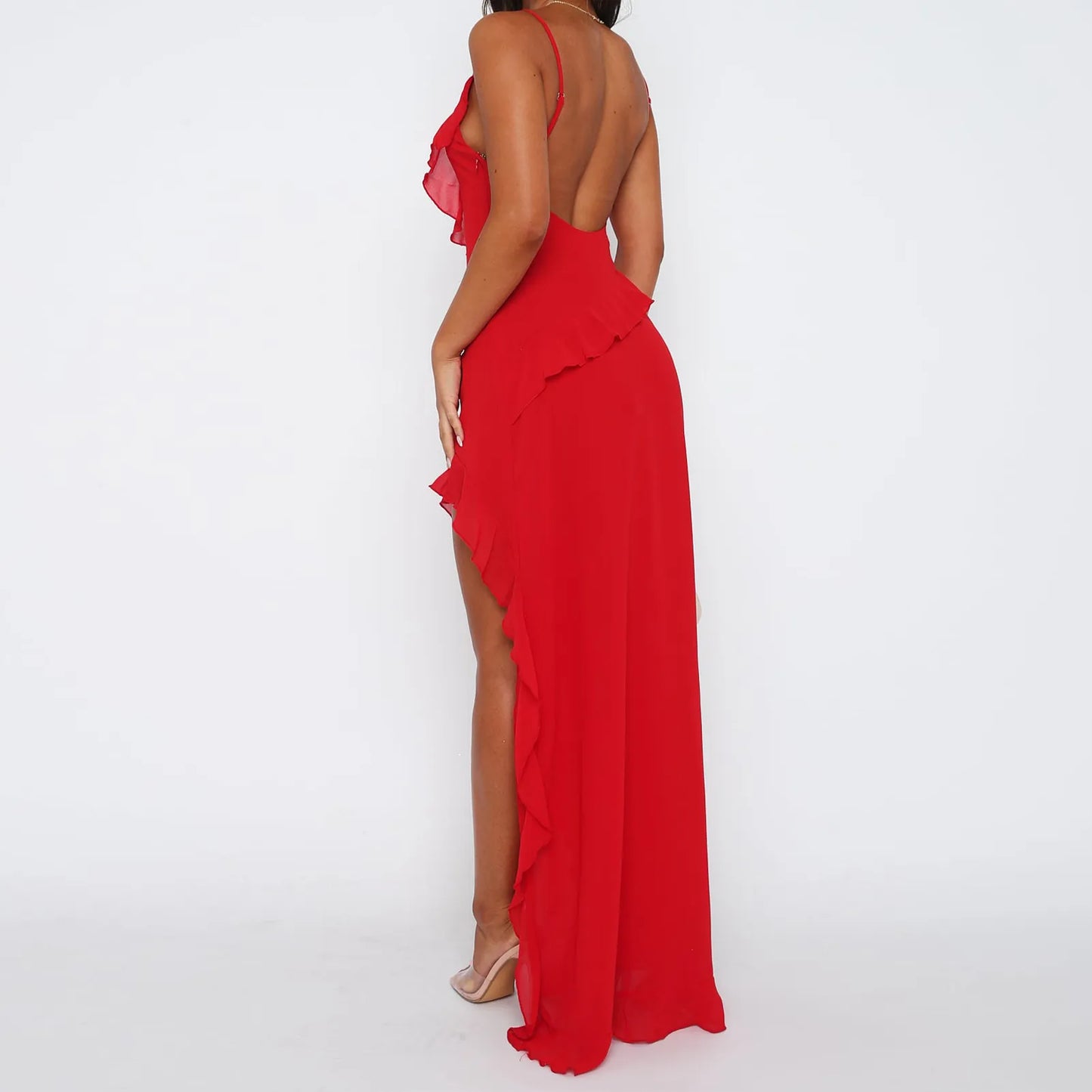 Women Spaghetti Strap Dress Sexy Backless V Neck - integrityhomedecor