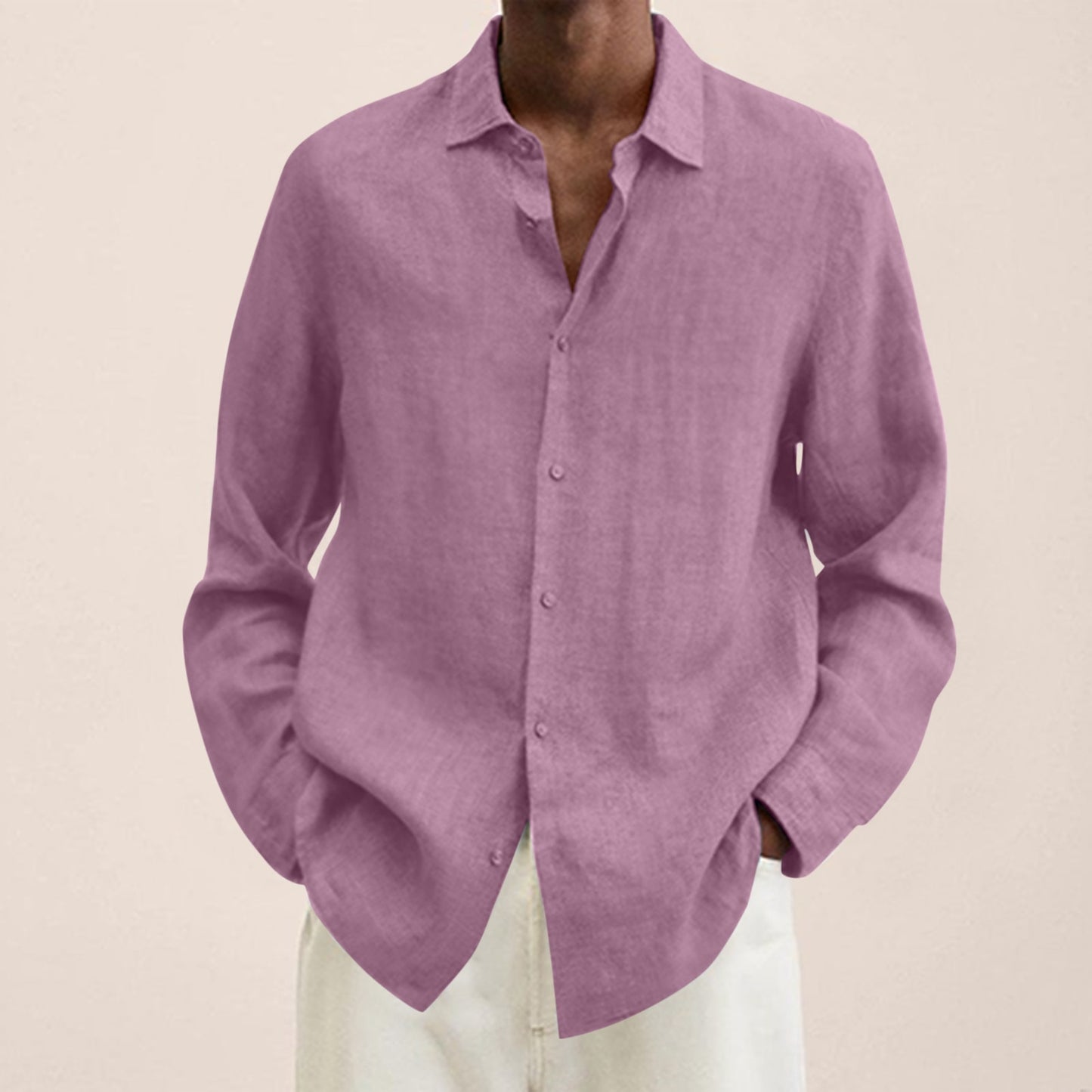 Cotton Linen Shirts For Men Casual Long Sleeve Shirts Blouses Solid Turn-Down Collar Handsome Shirts Male Clothing - integrityhomedecor