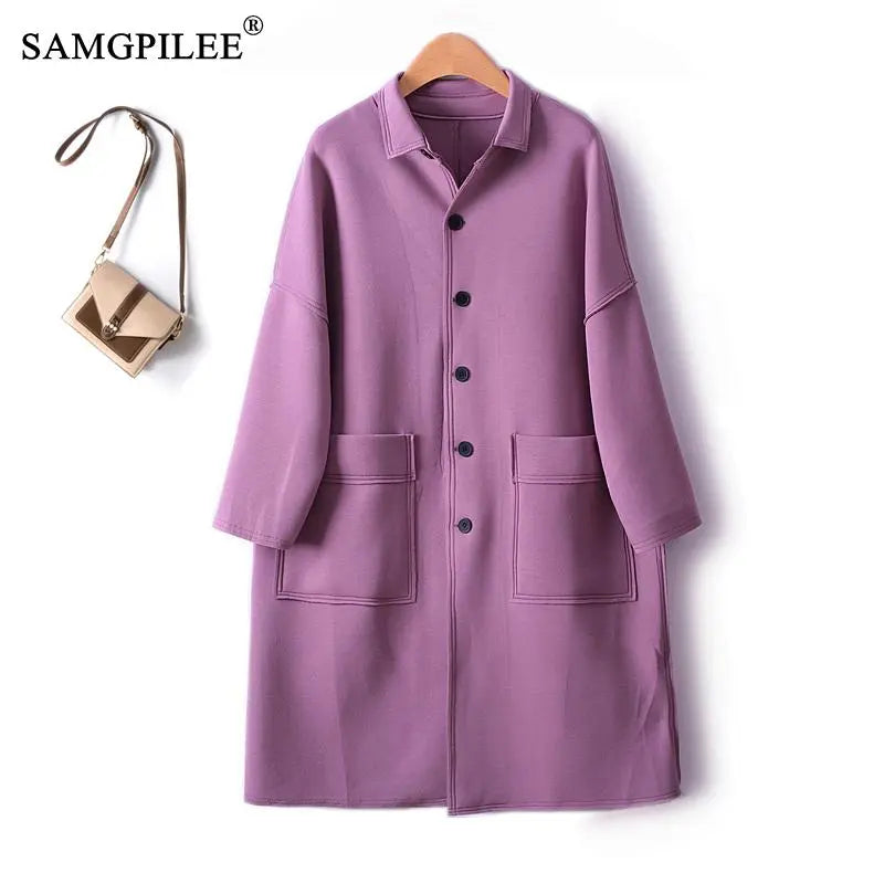 Women's Windbreaker Luxury Single Breasted Trench Coat - integrityhomedecor