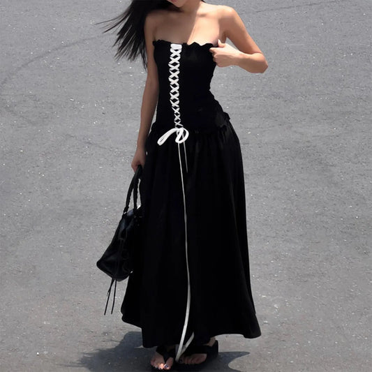 Women's Tube Top Maxi Dress Sleeveless Backless Strapless Off Shoulder - integrityhomedecor