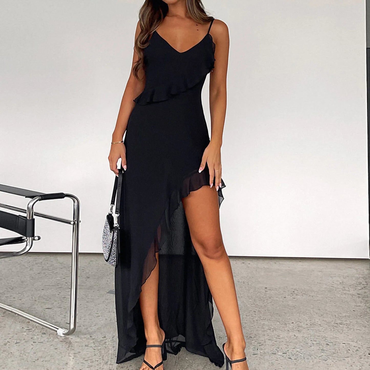 Women Spaghetti Strap Dress Sexy Backless V Neck - integrityhomedecor