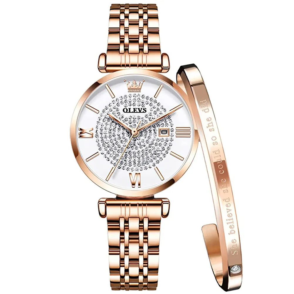 Quartz Watch for Women Waterproof Mesh Steel Strap