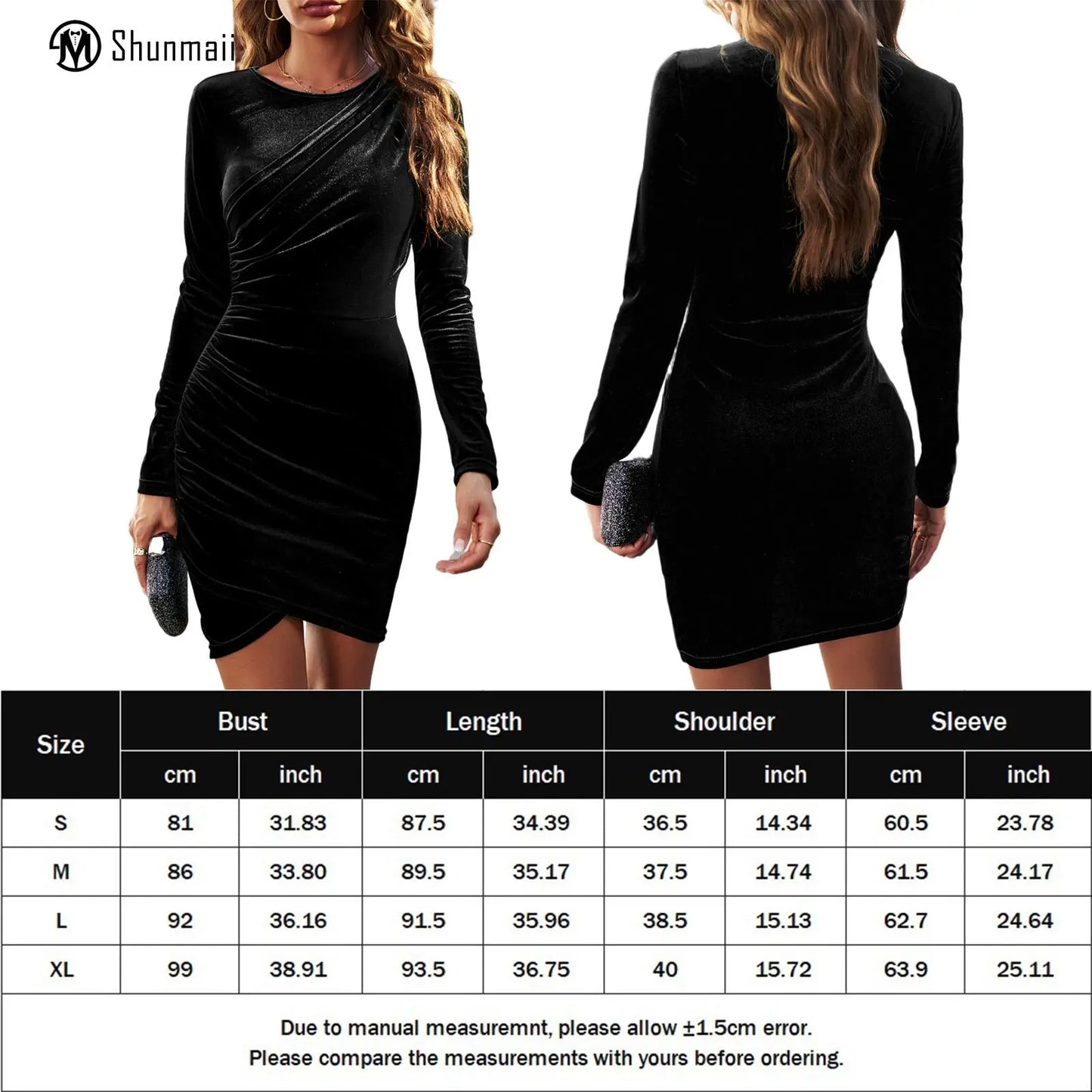 Elegant Long Sleeve Pleated Short Dress - integrityhomedecor
