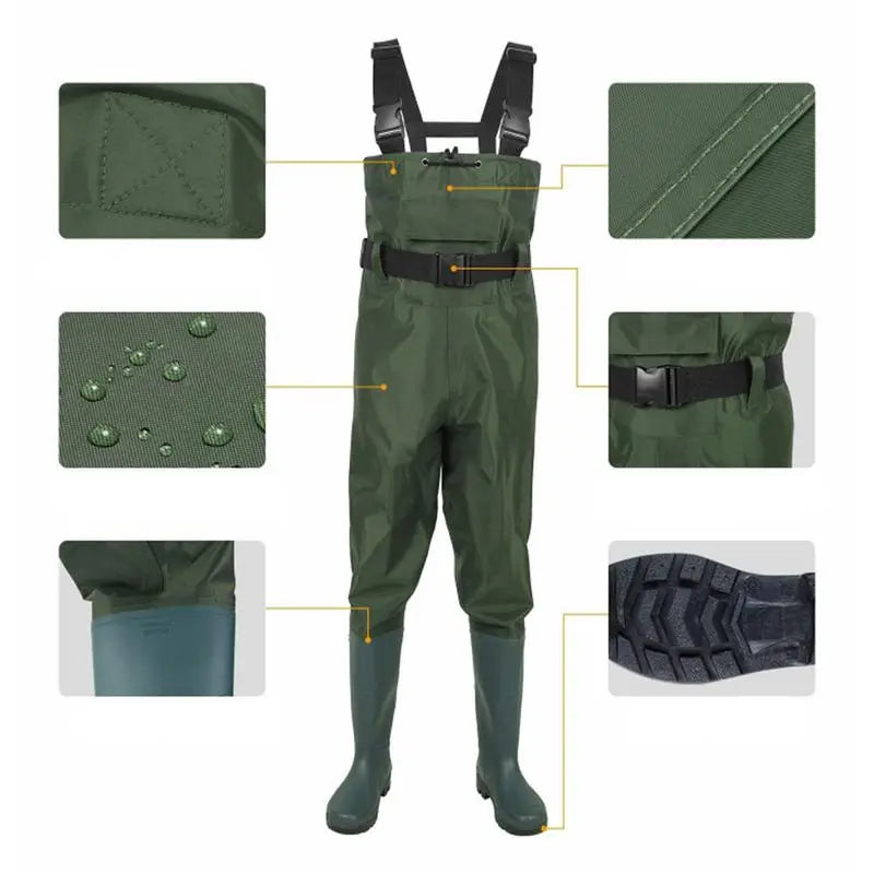 Nylon Breathable Waterproof Stocking Foot Fly Fishing Chest Waders Pant For Men And Women One-piece - integrityhomedecor