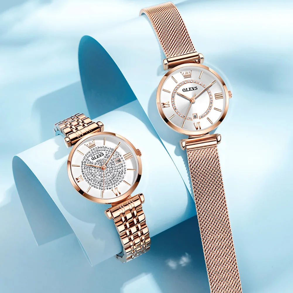 Quartz Watch for Women Waterproof Mesh Steel Strap