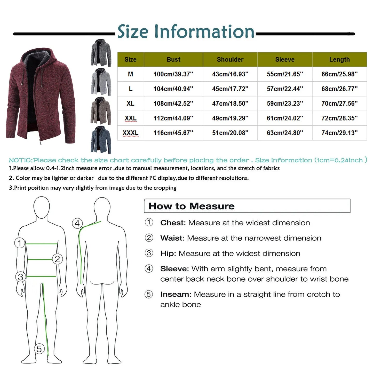 Men‘s jacket Hoodie Zipper Long Sleeve - integrityhomedecor