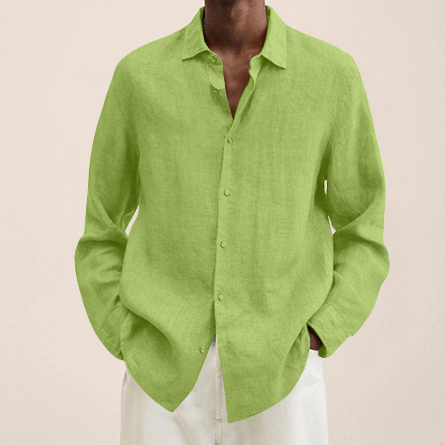 Cotton Linen Shirts For Men Casual Long Sleeve Shirts Blouses Solid Turn-Down Collar Handsome Shirts Male Clothing - integrityhomedecor