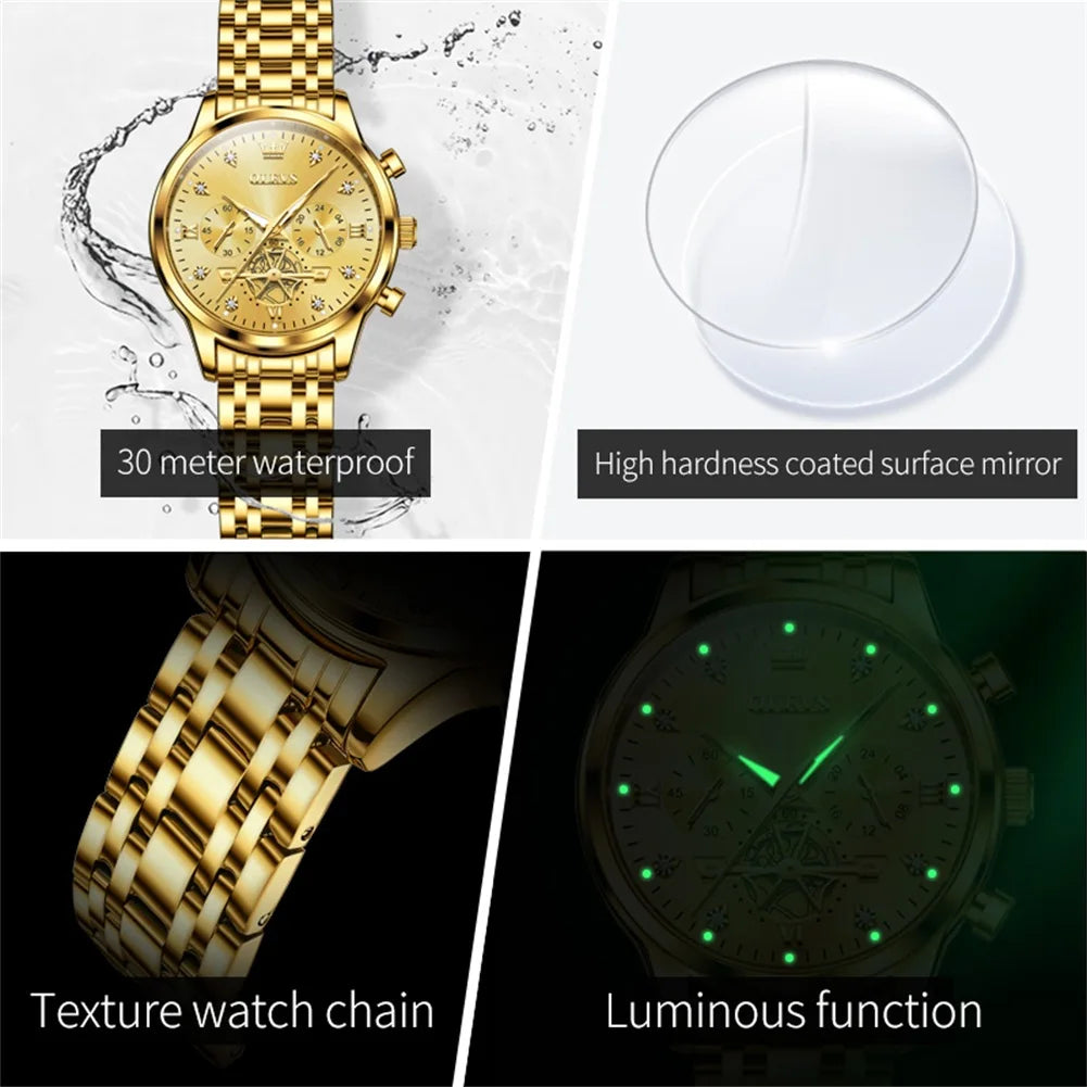 Flywheel Quartz Watch Stainless steel Chronograph
