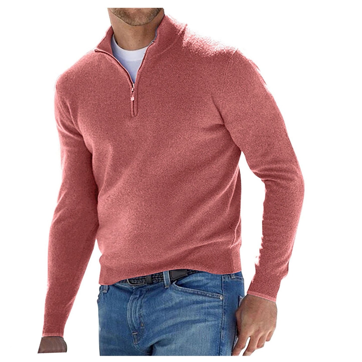 Pullover Men Autumn Thick Warm Knitted Solid Long Sleeve Turtleneck Sweaters Half Zip Warm Fleece Comfy Clothing - integrityhomedecor