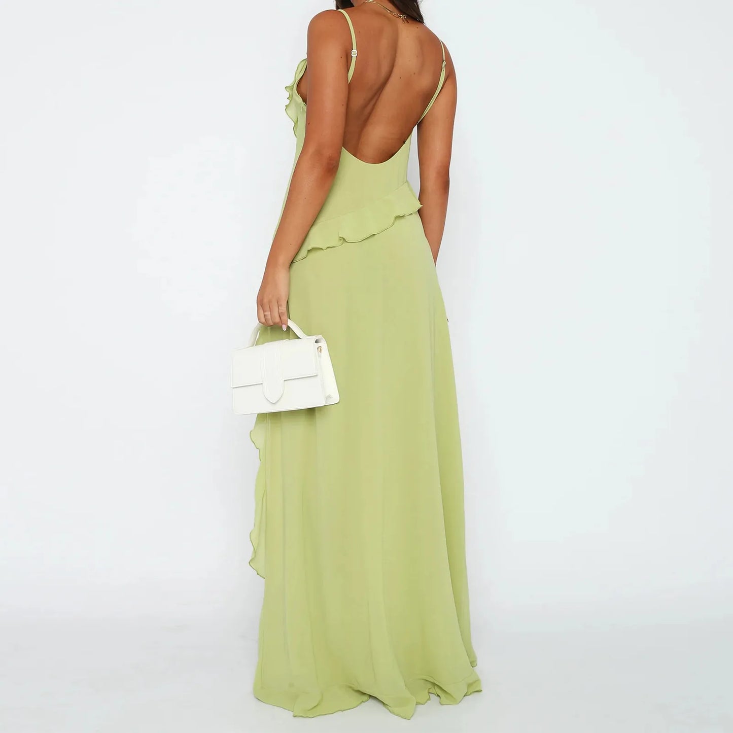 Women Spaghetti Strap Dress Sexy Backless V Neck - integrityhomedecor