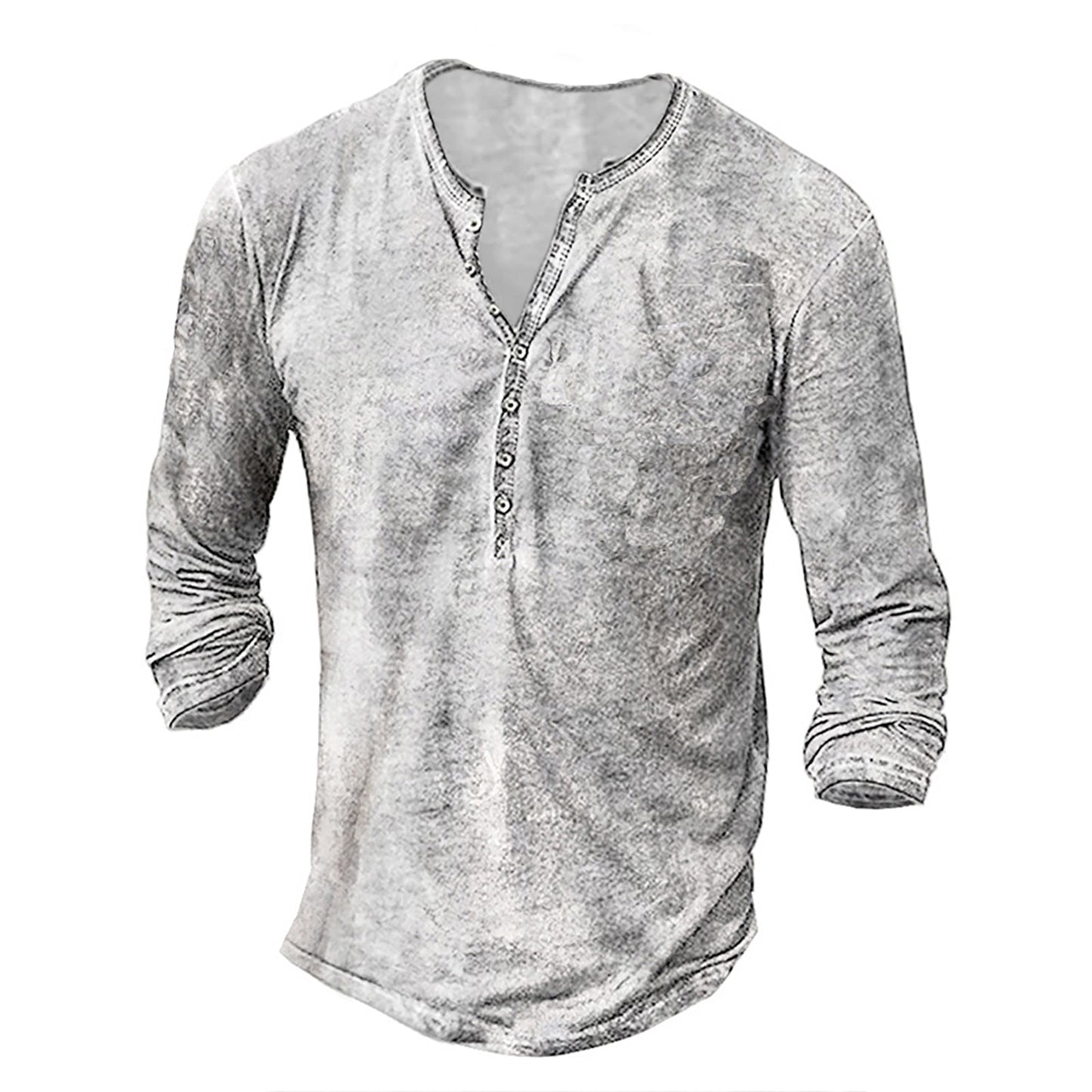 Henley Shirt For Men Button V-neck Vintage print long Sleeve - integrityhomedecor