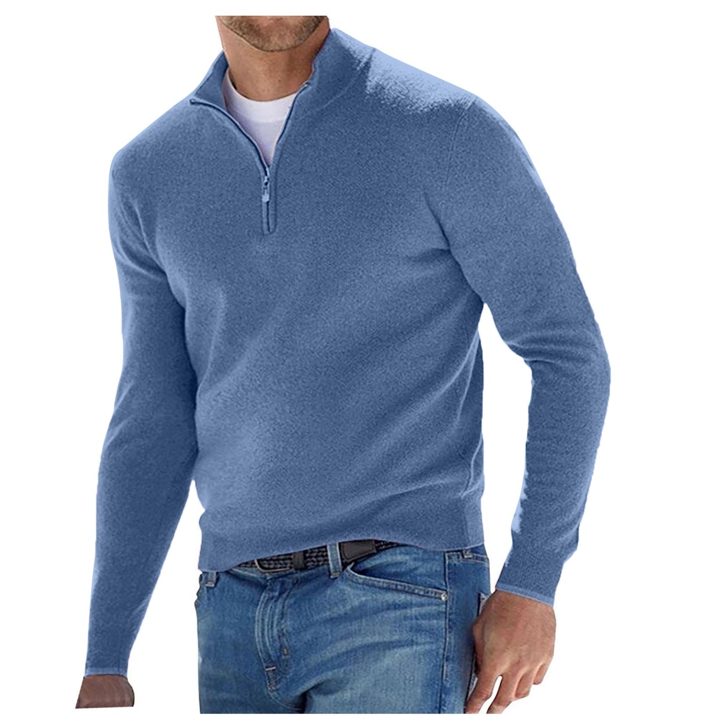Pullover Men Autumn Thick Warm Knitted Solid Long Sleeve Turtleneck Sweaters Half Zip Warm Fleece Comfy Clothing - integrityhomedecor
