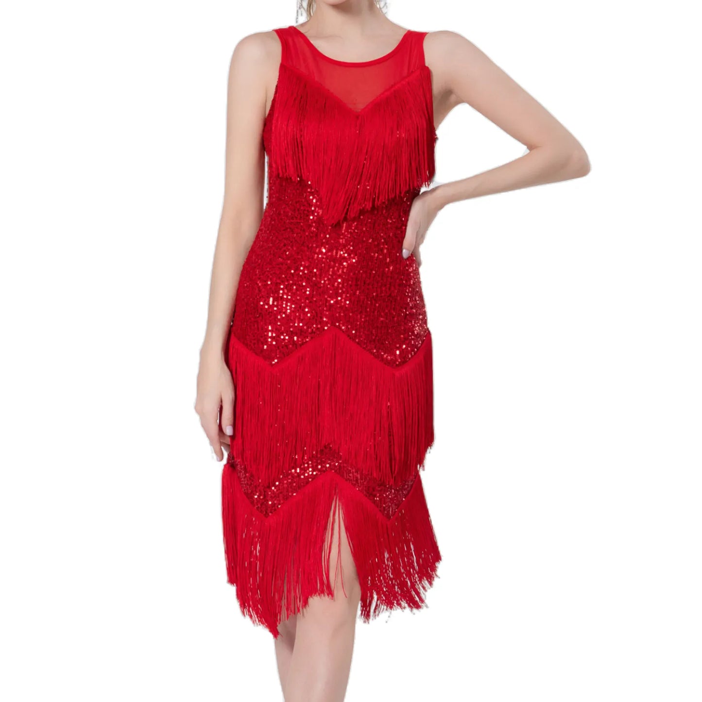 Dance Competition Dress Fringe Costume Sparkling Shiny Sequin - integrityhomedecor