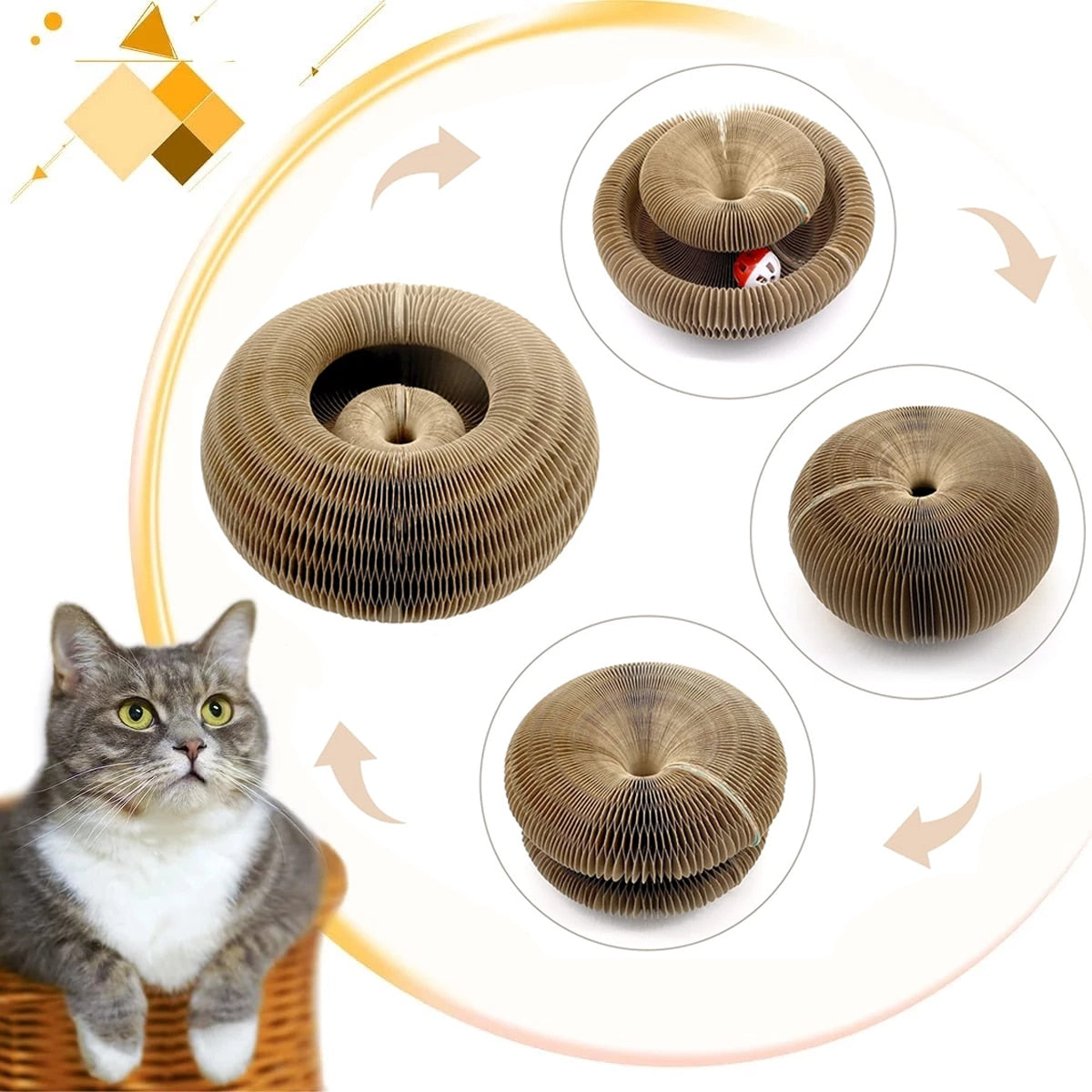 Magic Organ Cat Toy Cats Scratcher Scratch Board Round Corrugated Scratching Post Toys for Cats Grinding Claw Cat Accessories - integrityhomedecor