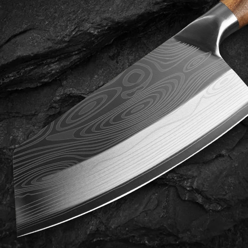 Kitchen Knife Cleaver Chef Knife Stainless Steel Razor Sharp Slicing Chopping Meat Chinese Butcher Knife Wood Handle Slicer - integrityhomedecor