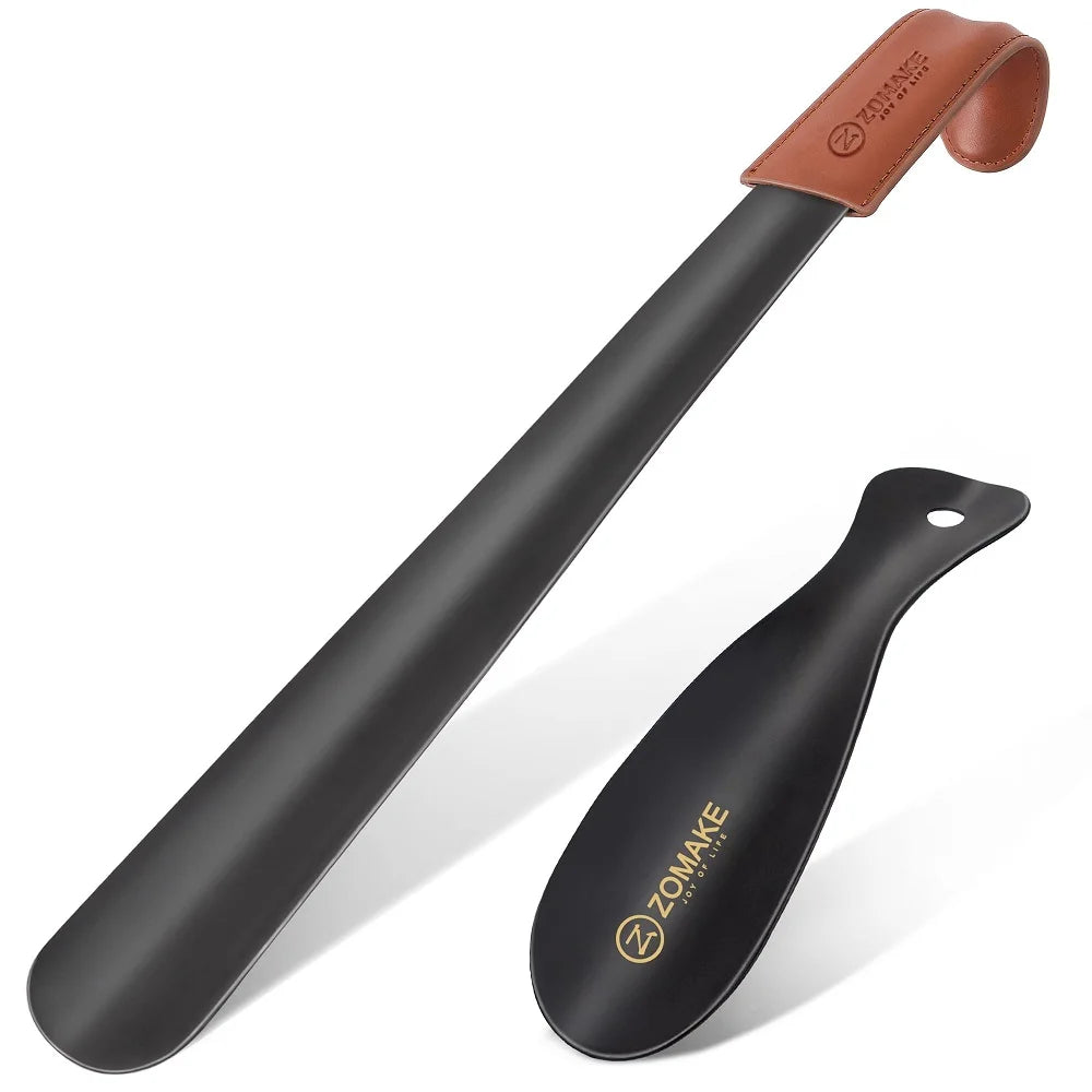 2pc Metal Shoe Horn Leather Long Handle