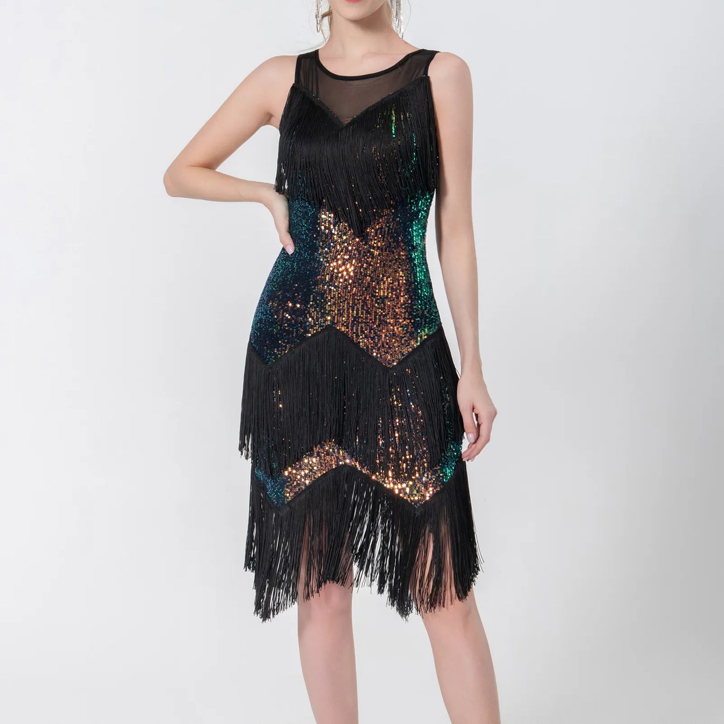 Dance Competition Dress Fringe Costume Sparkling Shiny Sequin - integrityhomedecor