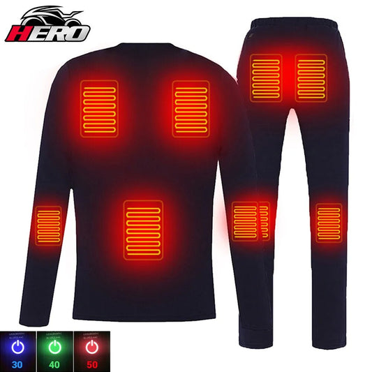 Heated Motorcycle Jacket Thermal Underwear Set USB Electric Suit S-4XL - integrityhomedecor