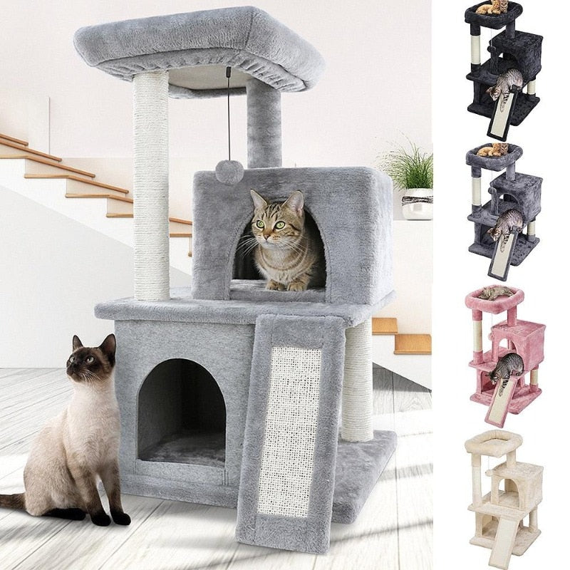 36" Cat Tree with Condo and Scratching Post Tower, cat furniture - integrityhomedecor