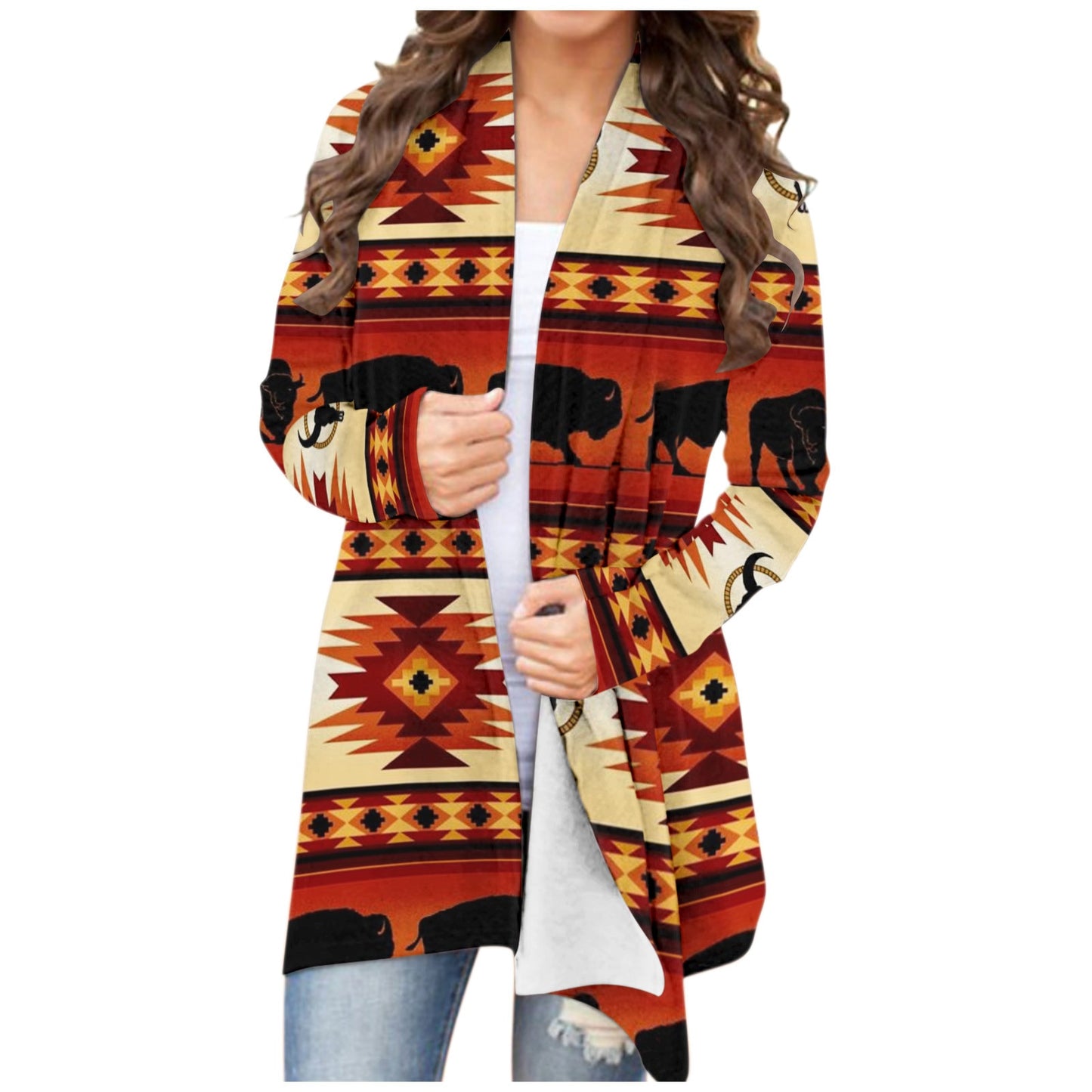 Women‘s Cardigan Aztec Print - integrityhomedecor