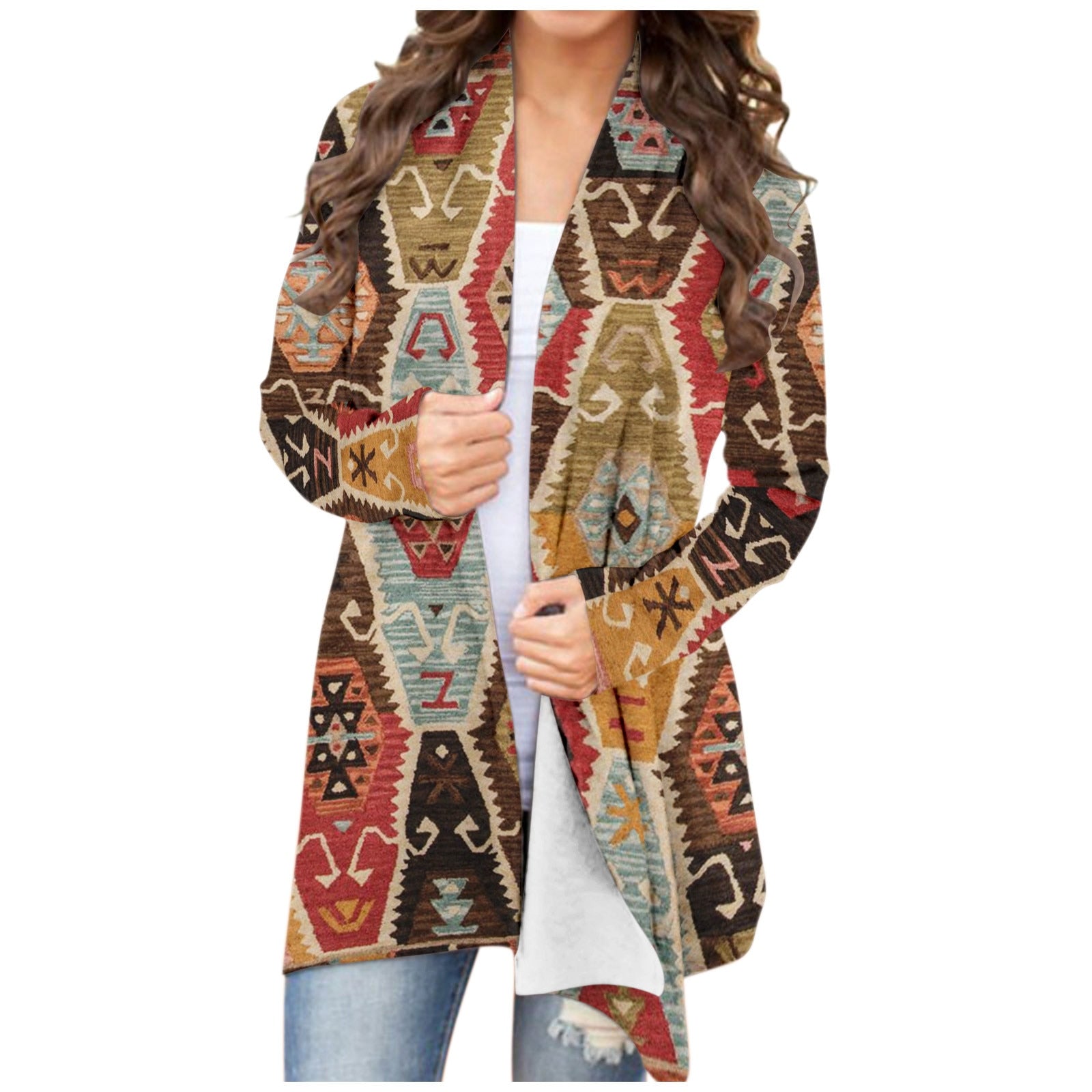 Women‘s Cardigan Aztec Print - integrityhomedecor