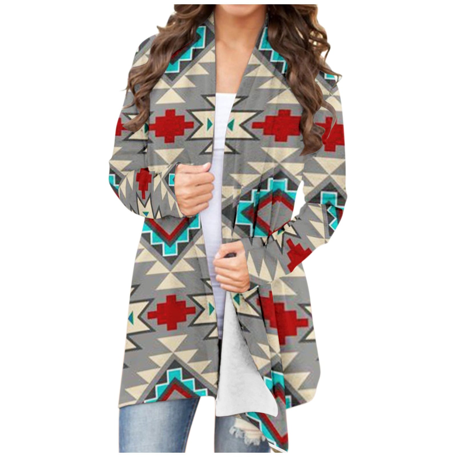 Women‘s Cardigan Aztec Print - integrityhomedecor