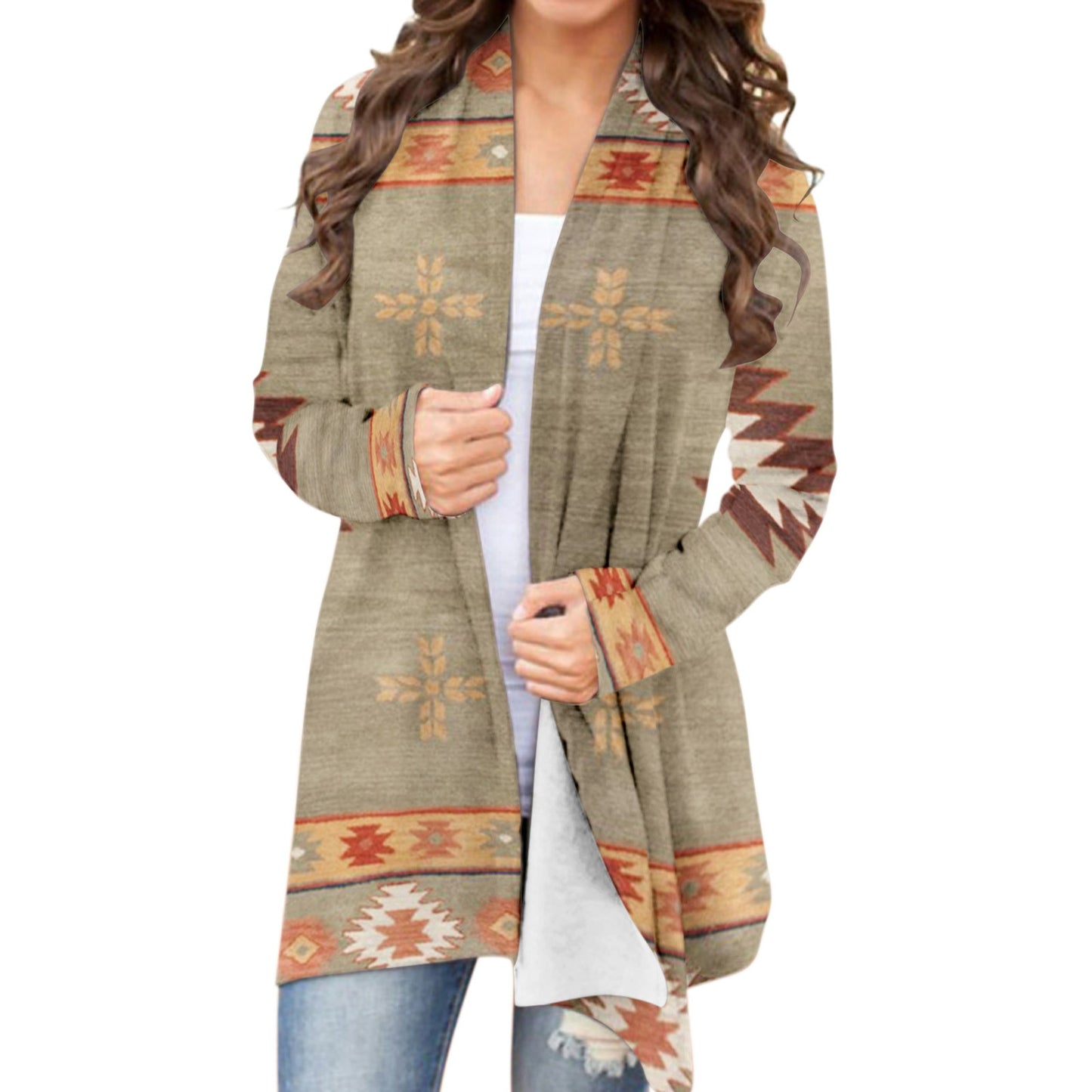 Women‘s Cardigan Aztec Print - integrityhomedecor