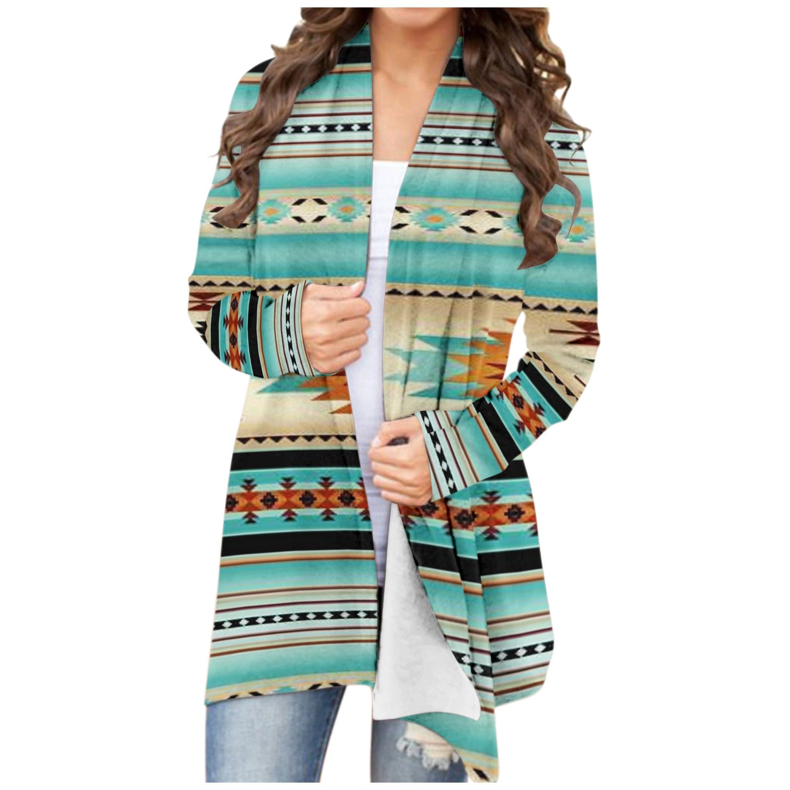 Women‘s Cardigan Aztec Print - integrityhomedecor