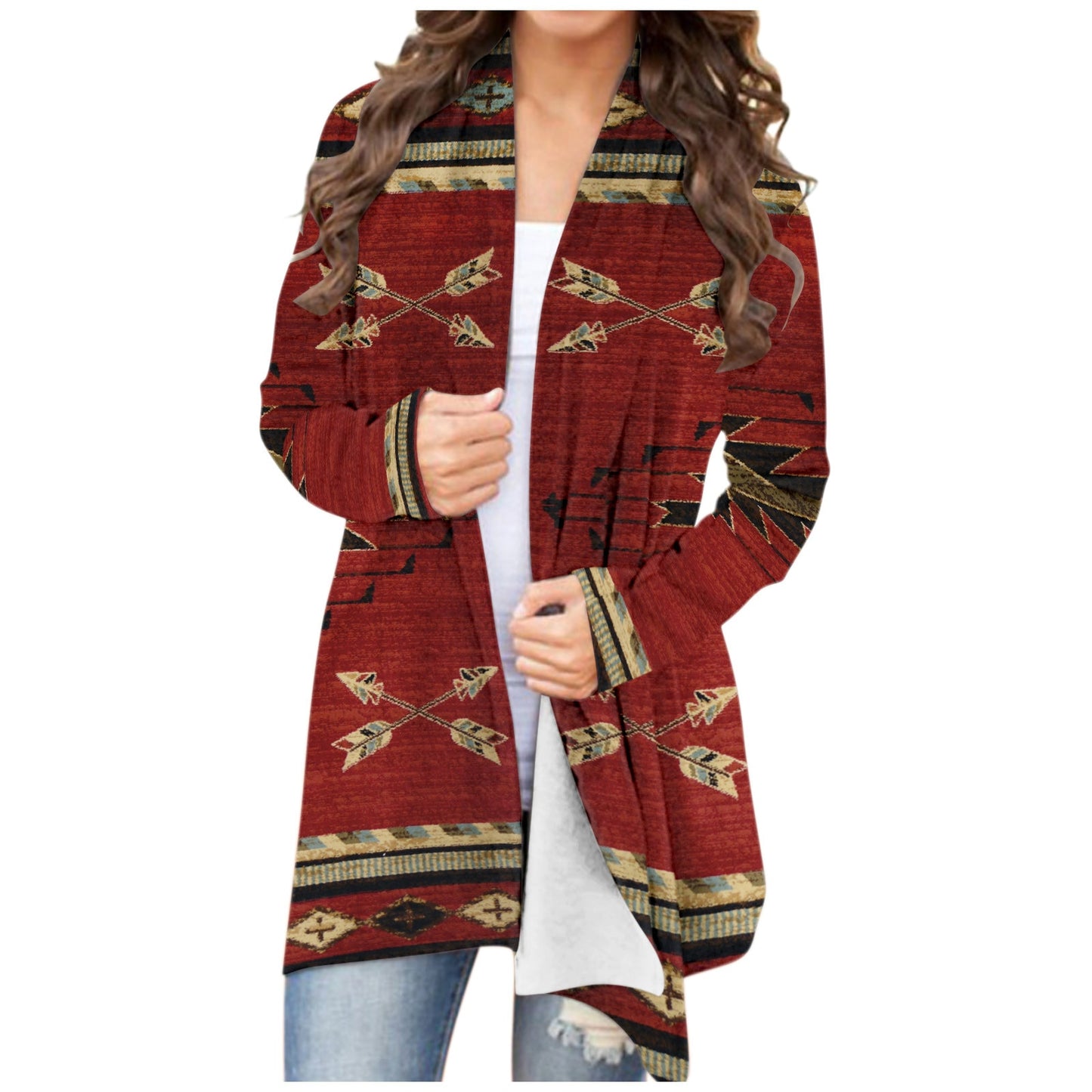 Women‘s Cardigan Aztec Print - integrityhomedecor