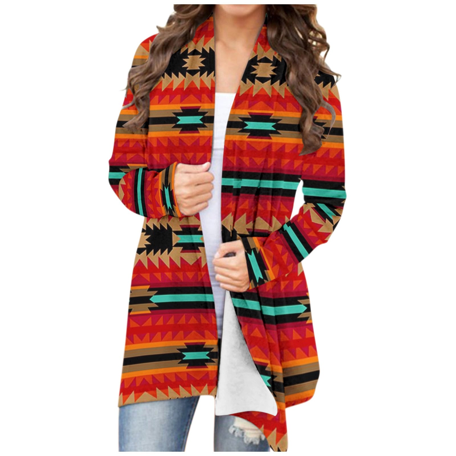 Women‘s Cardigan Aztec Print - integrityhomedecor