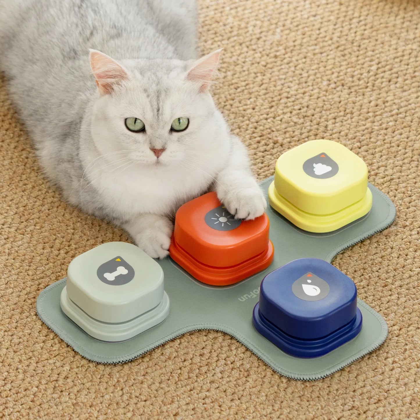 MEWOOFUN Button Record Talking Pet Vocal Interactive Toy Bell Ringer