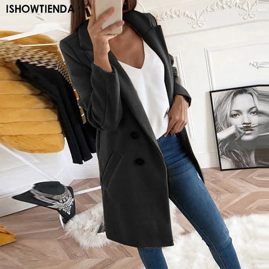 Women Jacket Artificial Wool Elegant Blend Coat - integrityhomedecor