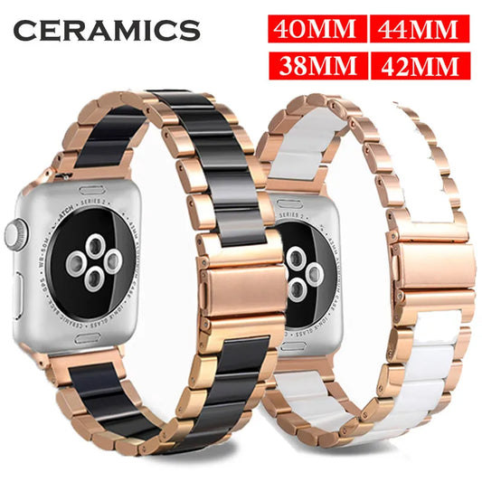 Strap Band for Apple Watch Steel Ceramic Luxury Women Bracelet