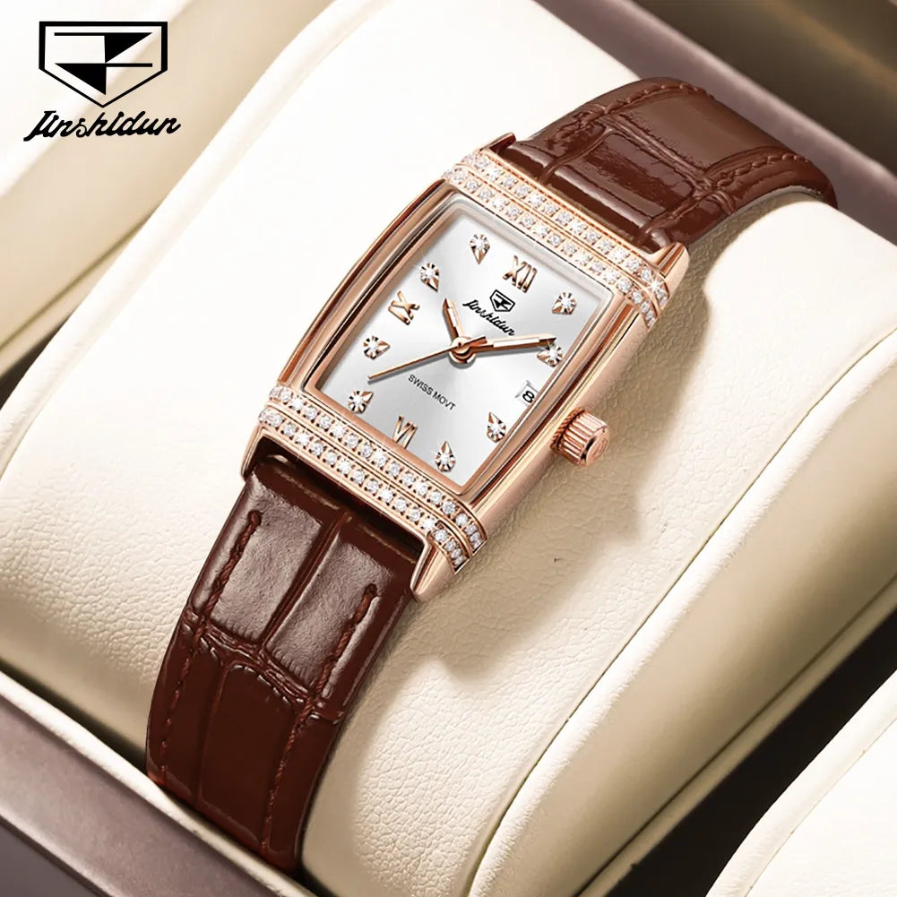 Quartz Woman watch Diamond Dial Square Rose Gold