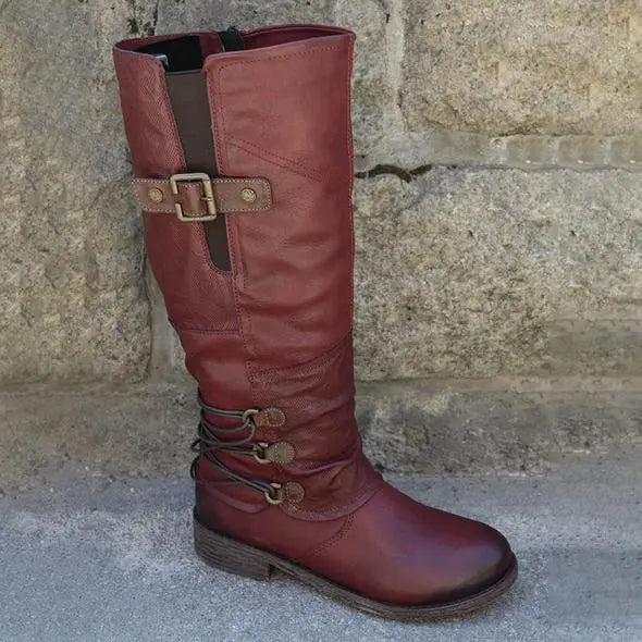 Women Leather Zipper Boots Lace Up - integrityhomedecor