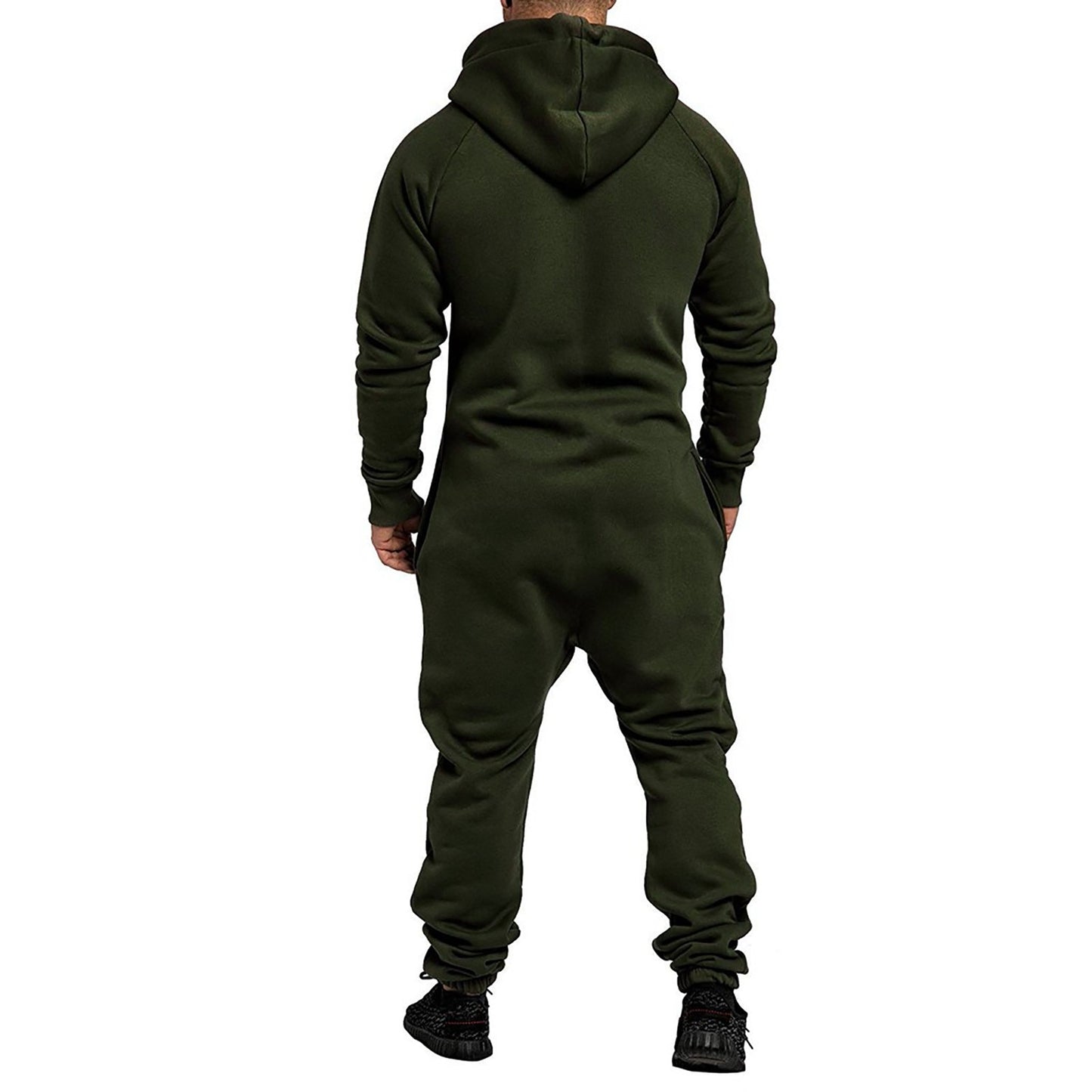 men's Jumpsuit Pajamas Long-sleeved sports pants solid color splicing casual sweater men's zipper hoodie - integrityhomedecor