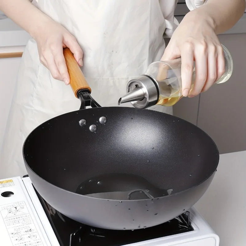 1pc, Wok With Lid (12''), Cast Iron