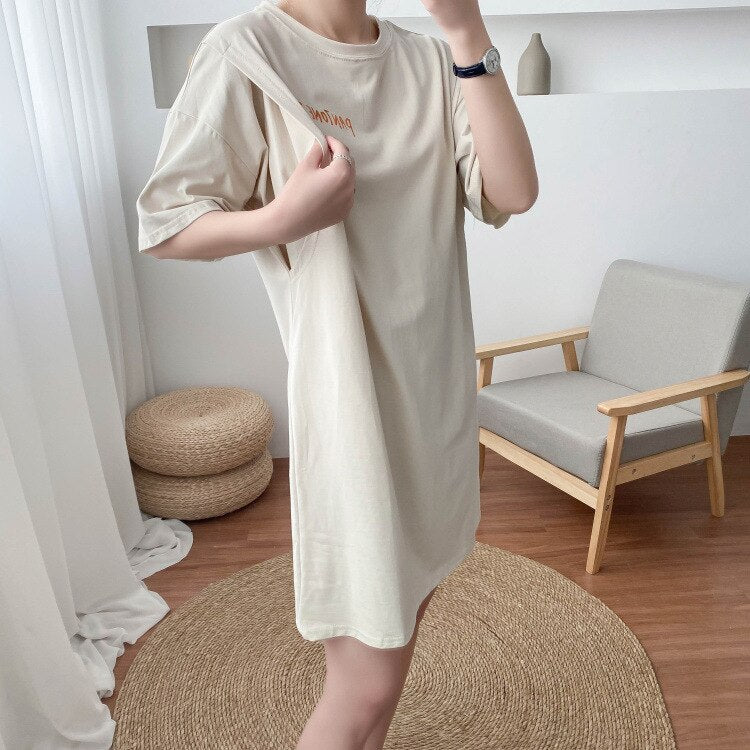 Maternity Mid-length short Sleeve Clothing Pregnancy Breastfeeding Clothes - integrityhomedecor