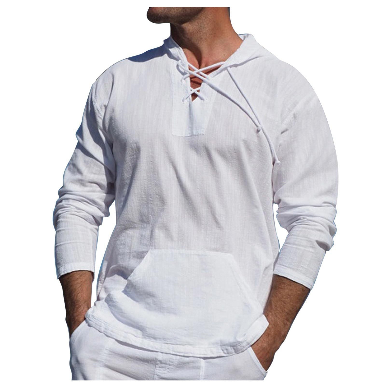 Men's Long Sleeve Hooded Linen Shirt - integrityhomedecor