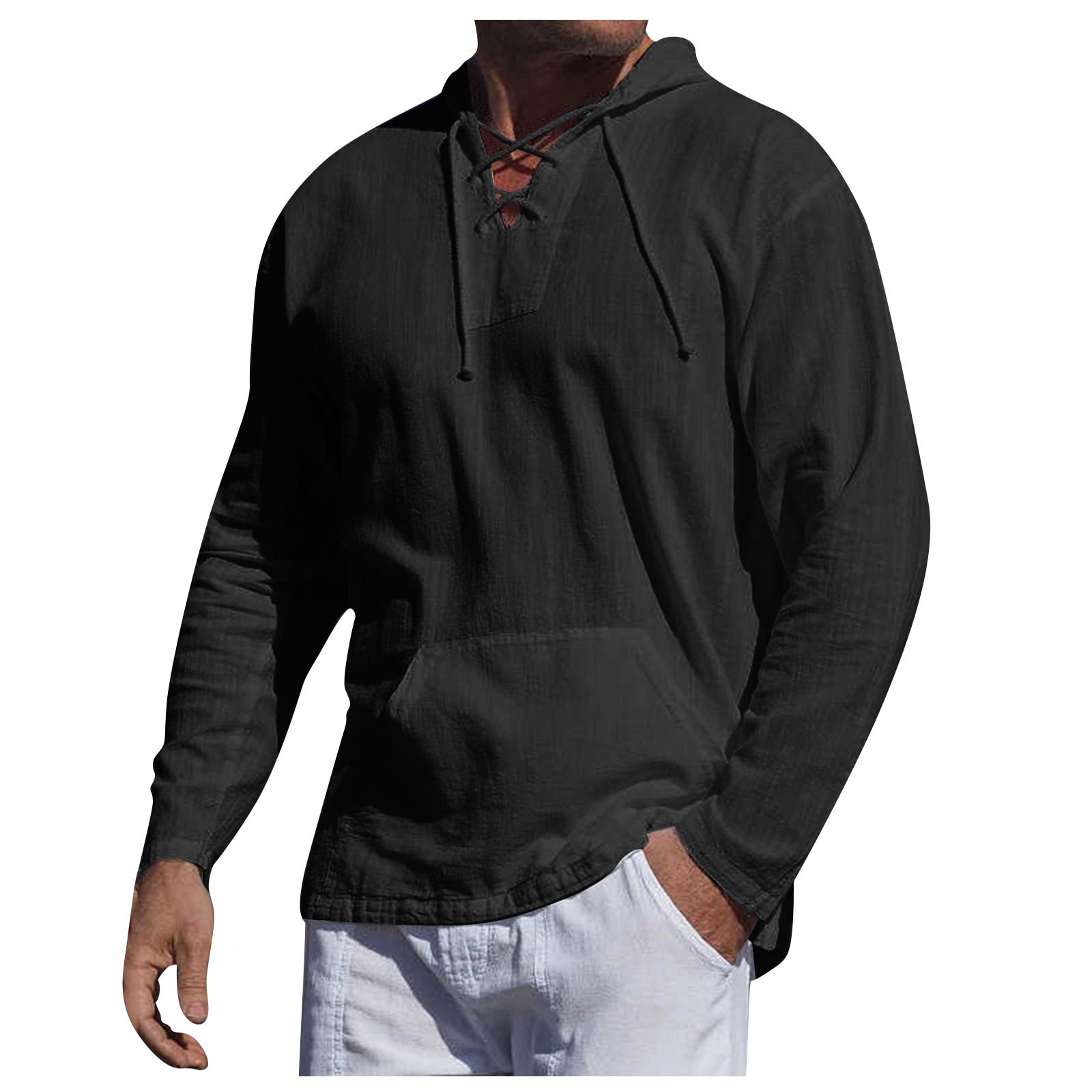 Men's Long Sleeve Hooded Linen Shirt - integrityhomedecor