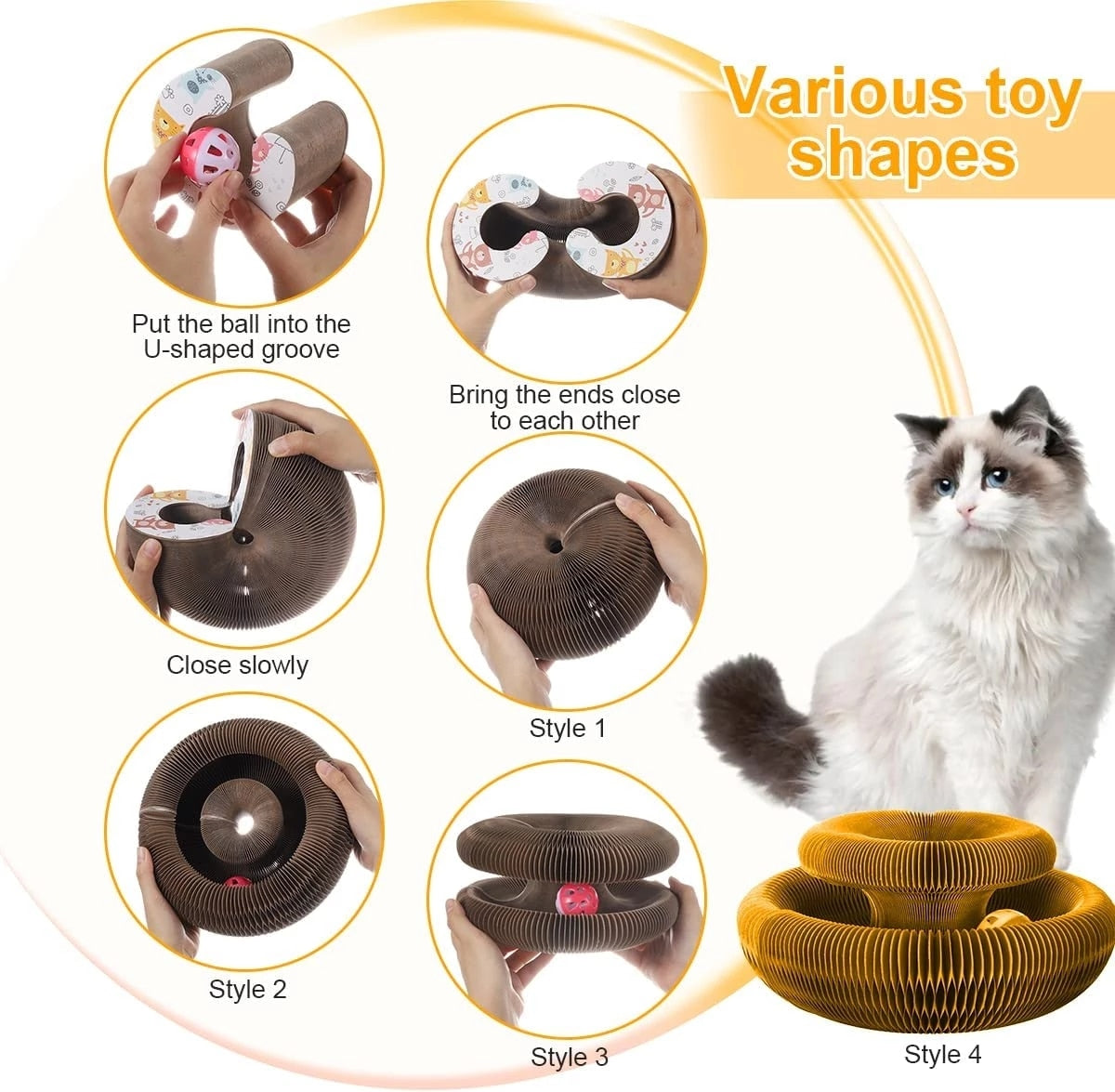 Magic Organ Cat Toy Cats Scratcher Scratch Board Round Corrugated Scratching Post Toys for Cats Grinding Claw Cat Accessories - integrityhomedecor