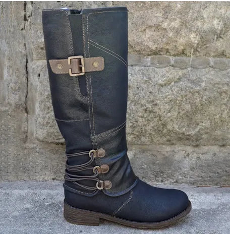 Women Leather Zipper Boots Lace Up - integrityhomedecor