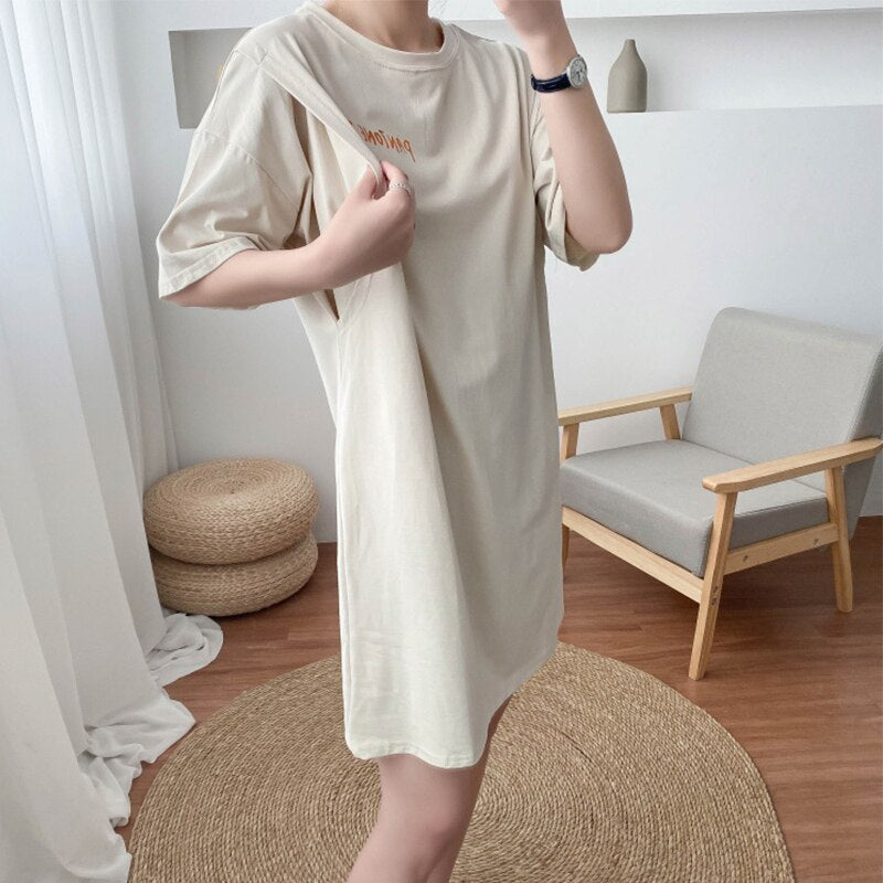 Maternity Mid-length short Sleeve Clothing Pregnancy Breastfeeding Clothes - integrityhomedecor