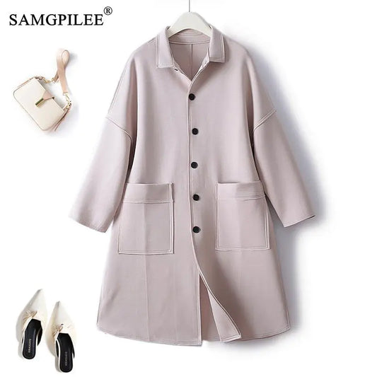 Women's Windbreaker Luxury Single Breasted Trench Coat - integrityhomedecor