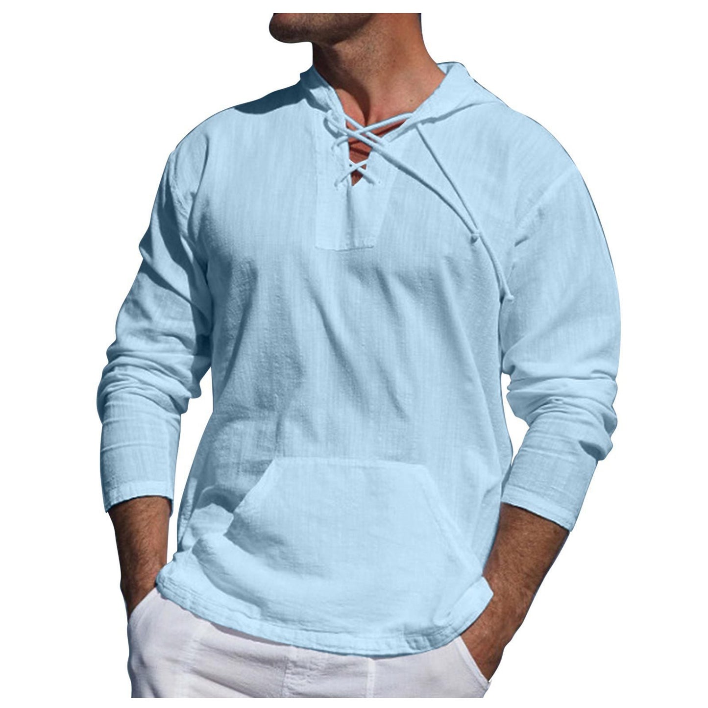 Men's Long Sleeve Hooded Linen Shirt - integrityhomedecor