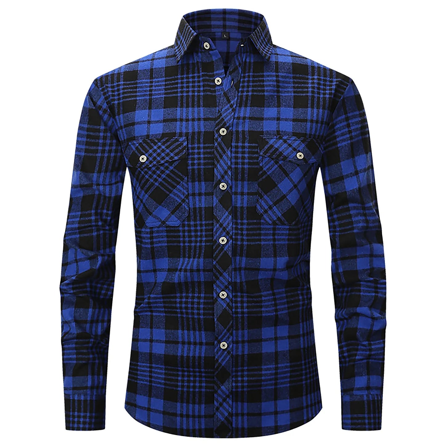 Men Plaid Shirt Double Pockets - integrityhomedecor