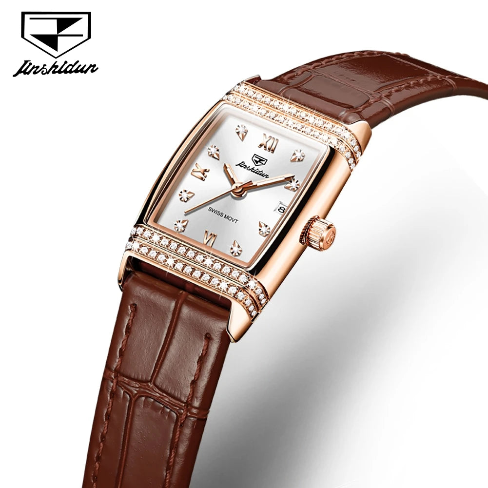 Quartz Woman watch Diamond Dial Square Rose Gold