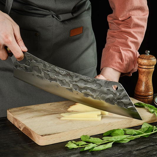 Sowoll Kitchen Knife High Carbon Steel 12 Inch Long Chef Knife Forged Vegetable Cooking Cleaver Cutting Slicer Meat Knife Tool - integrityhomedecor